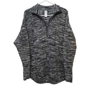 AERIE Offline 1/4 Zip Sweater - Grey & White Oversized Size M
